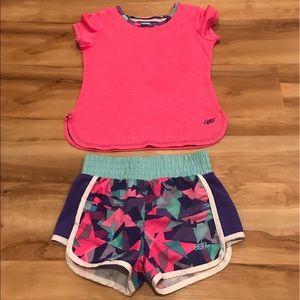 Girls Skechers Active Shorts and Shirt